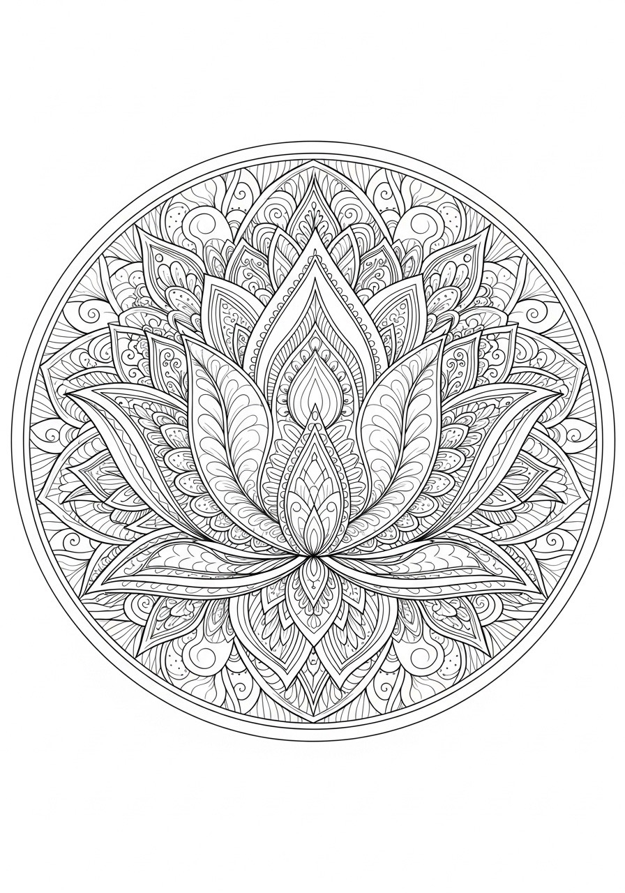 Desenho para Colorir para Adultos de flor em mandala