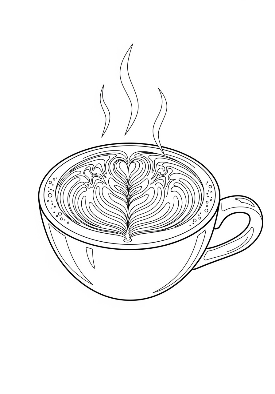 Desenho para Colorir para Adultos de uma xícara de café