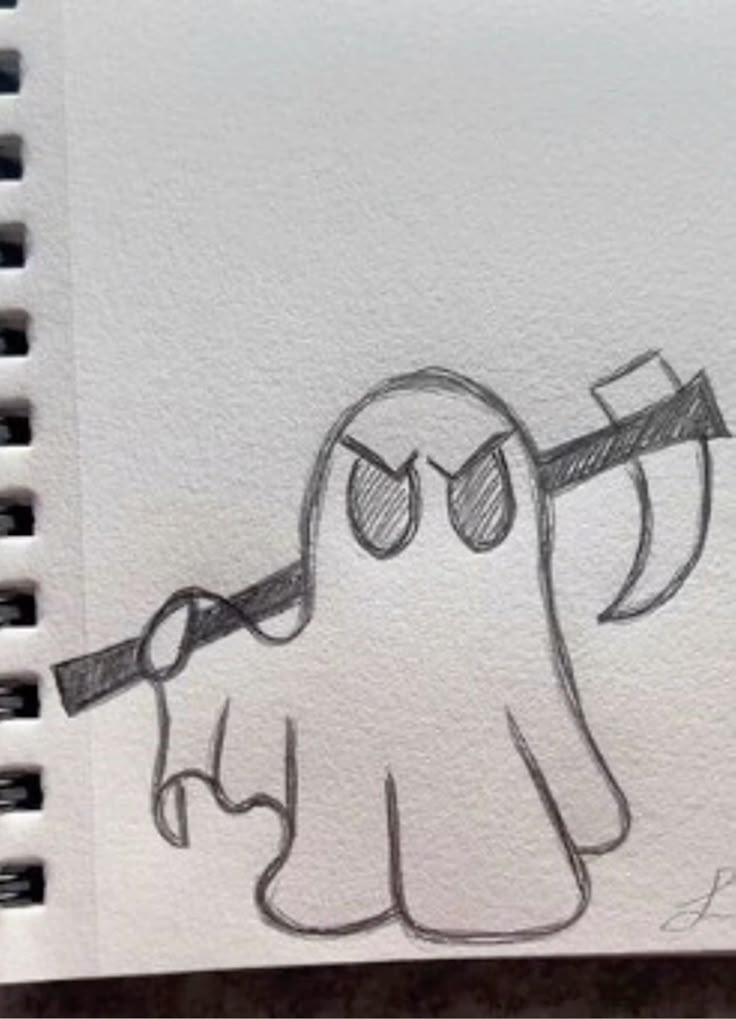 Desenho de Cria Fantasma com foice para desenhar fácil