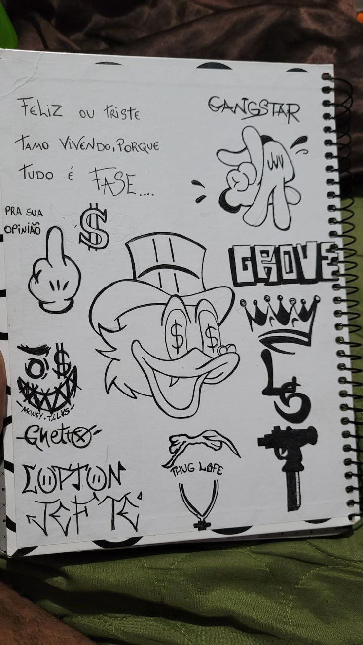 Desenhos de Cria: Patolino e grafismo para desenhar no caderno