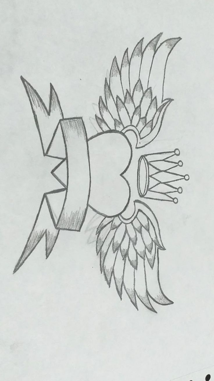 Desenho de Cria: Coração com Asas para desenhar fácil