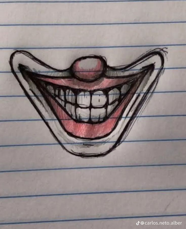 Desenho de Cria: Sorriso de palhaço para desenhar no caderno