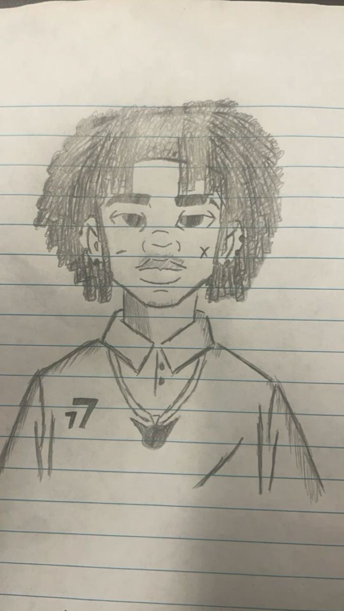 Desenho de Cria: rapaz de cabelo afro para desenhar caderno