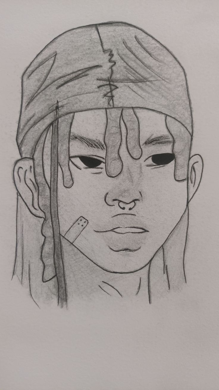 Desenho de Cria: rosto de jovem com bandana para desenhar