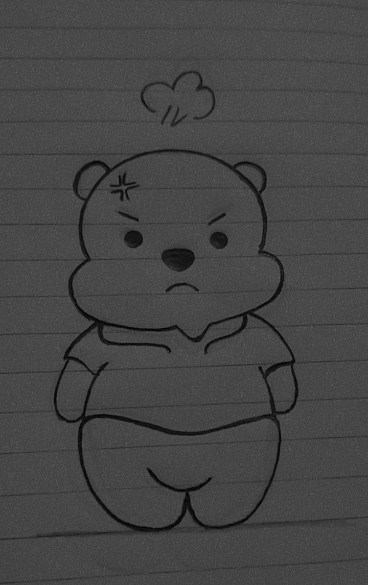 Desenho de Cria: Ursinho nervoso para desenhar no caderno