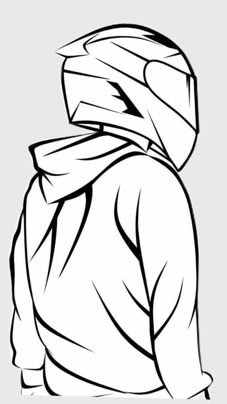 Desenho de Cria: Motoqueiro com capuz para desenhar