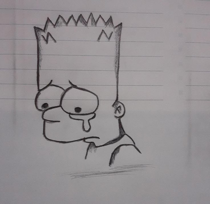 Desenho de Cria: Personagem triste para desenhar no caderno
