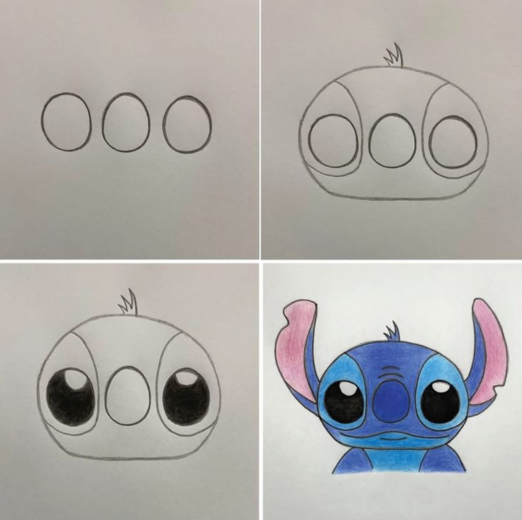 Desenho para Desenhar Passo a Passo: Stitch em quatro etapas