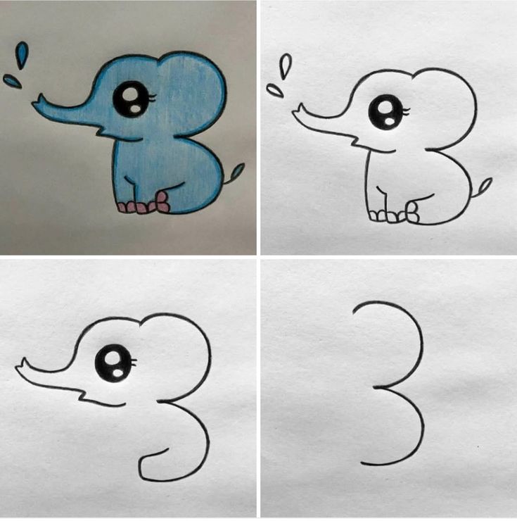 Desenho para Desenhar Passo a Passo: Elefante fofo em etapas