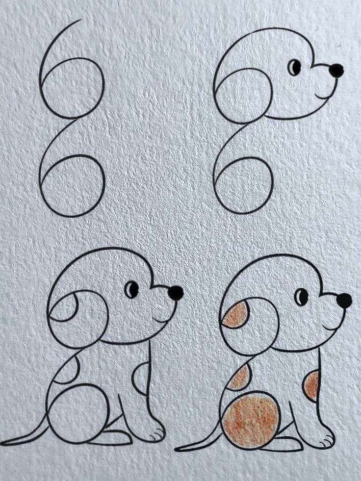Desenho para Desenhar Passo a Passo: Cachorrinho fofo sorridente