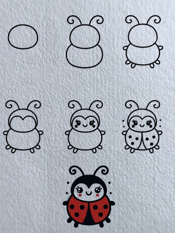 Desenho para Desenhar Passo a Passo: Joana a joaninha divertida