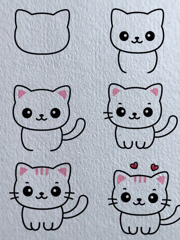Desenho Passo a Passo para Desenhar um Gato Fofo