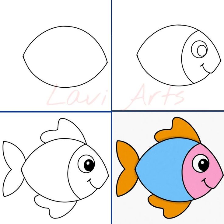 Desenho para Desenhar Passo a Passo de peixe colorido