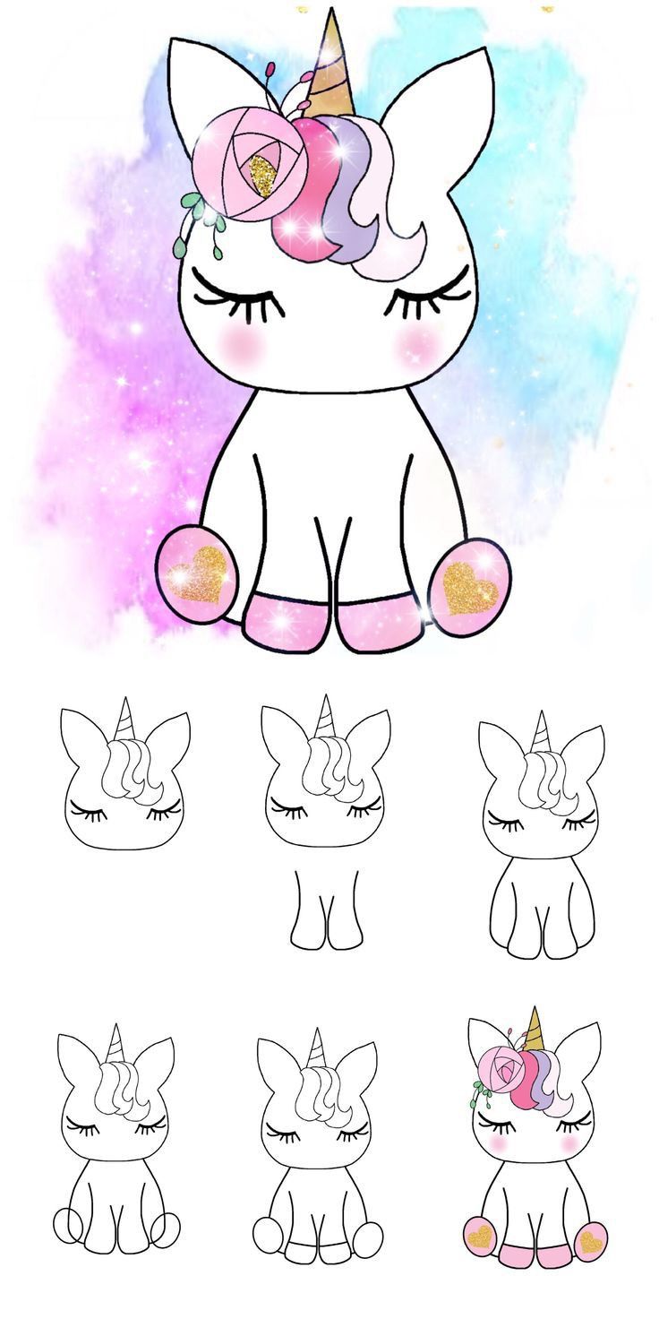 Desenho para Desenhar Passo a Passo de um unicórnio fofo