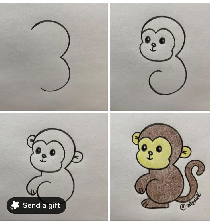 Desenho para Desenhar Passo a Passo um macaco fofo