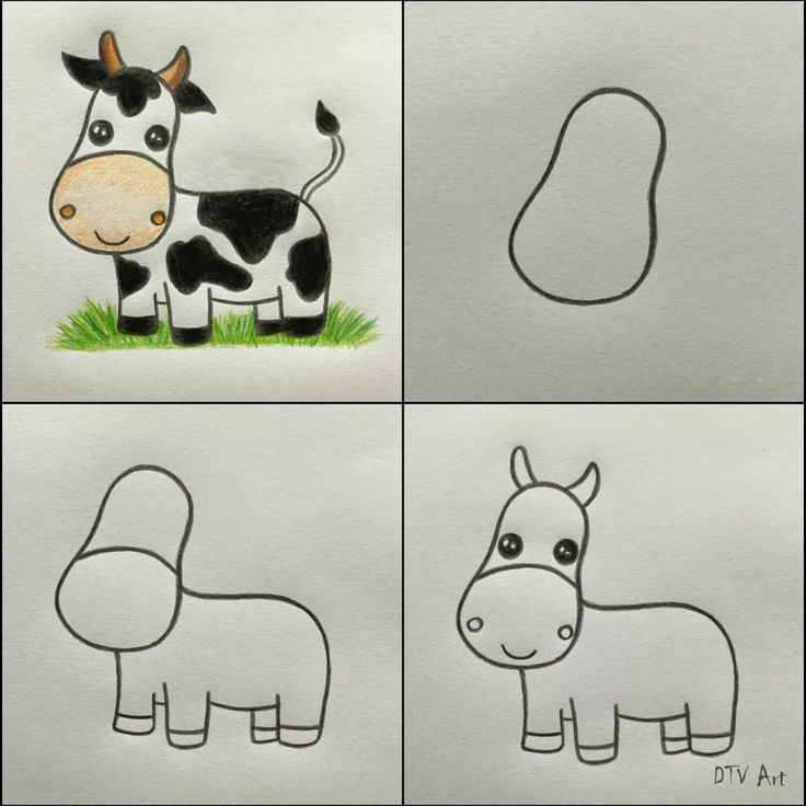 Desenho para Desenhar Passo a Passo: Vaca fofinha com fundo verde