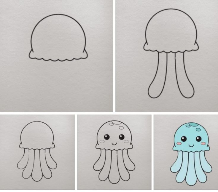 Desenho para Desenhar Passo a Passo: água viva em etapas