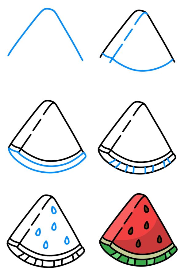 Desenho para Desenhar Passo a Passo: Fatia de melancia