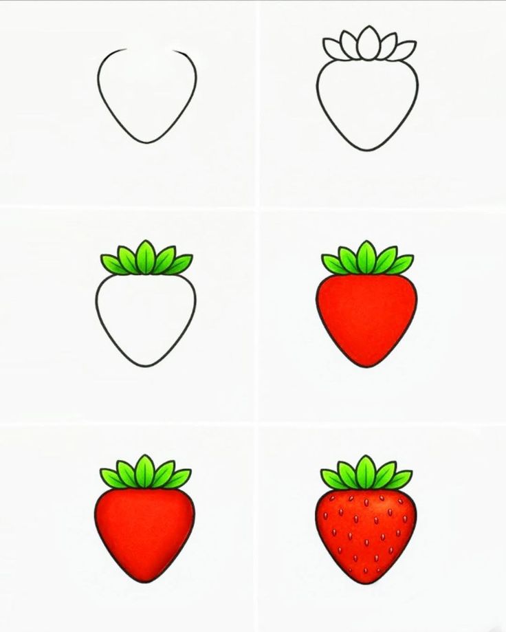 Desenho para Desenhar Passo a Passo: Morango colorido e detalhado