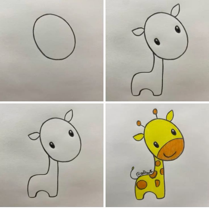 Desenho para Desenhar Passo a Passo: Girafa colorida fofa