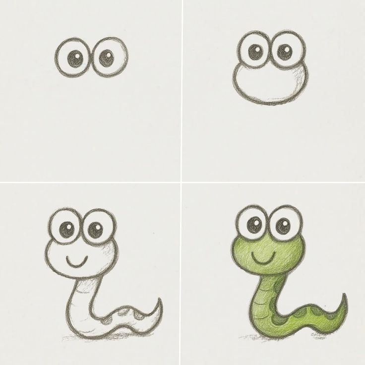 Desenho para Desenhar Passo a Passo: Caracol fofo com olhos grandes