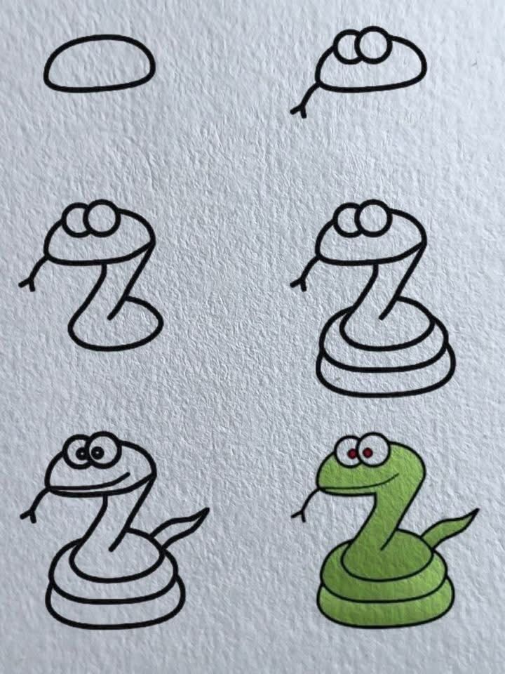 Desenho para Desenhar Passo a Passo de uma cobra divertida