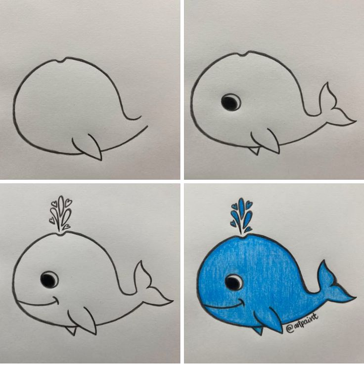 Desenho para Desenhar Passo a Passo: Baleia fofa com detalhes