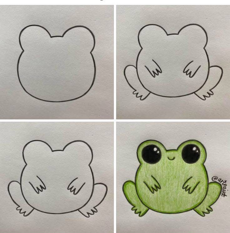 Desenho para Desenhar Passo a Passo: Rã em quatro etapas