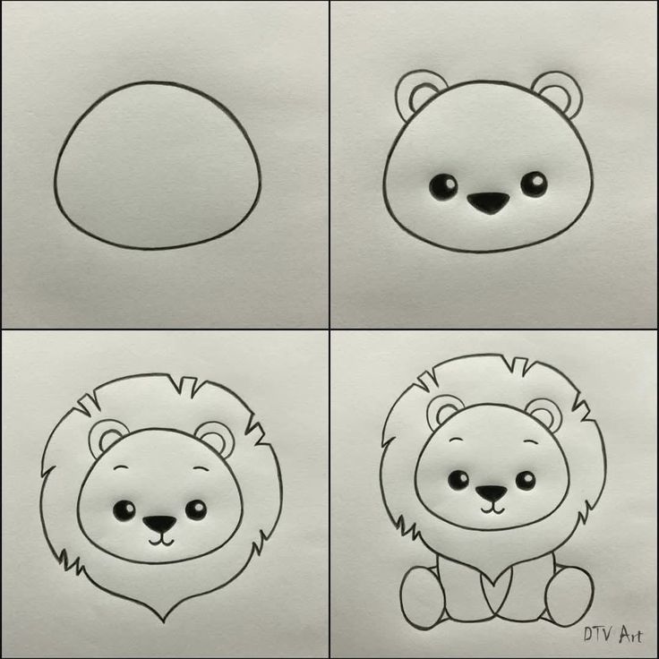 Desenho para Desenhar Passo a Passo de um leão fofo