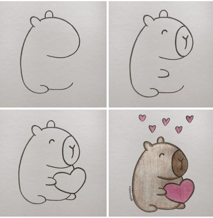 Desenho para Desenhar Passo a Passo: Urso abraçando um coração