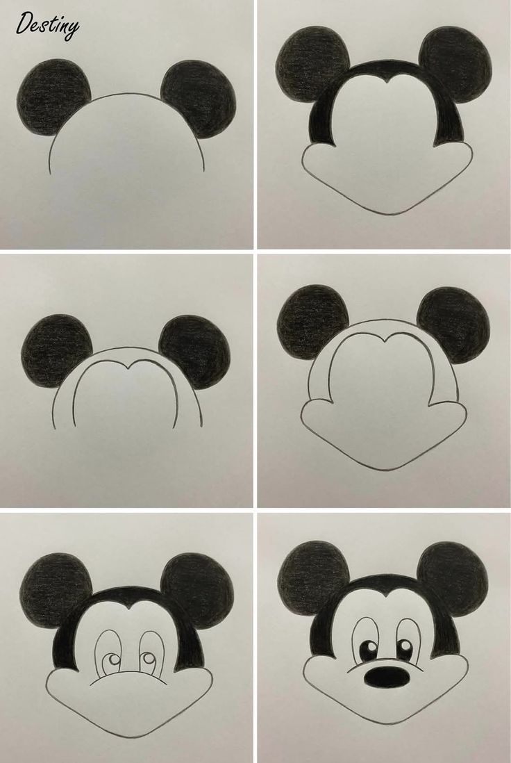 Desenho para Desenhar Passo a Passo: Cabeça do Mickey Mouse