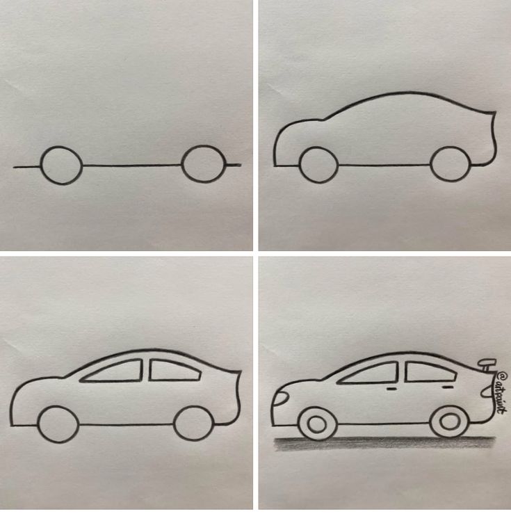 Desenho para Desenhar Passo a Passo: Carro em quatro etapas