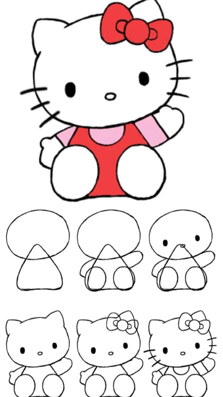 Desenho para Desenhar Passo a Passo: Hello Kitty em etapas