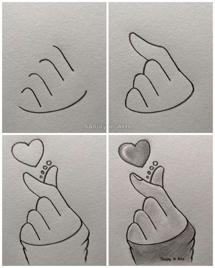 Desenho para Desenhar Passo a Passo: Mãos fazendo coração