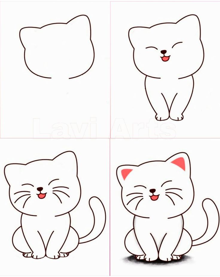 Desenho para Desenhar Passo a Passo: Gato fofo sorridente