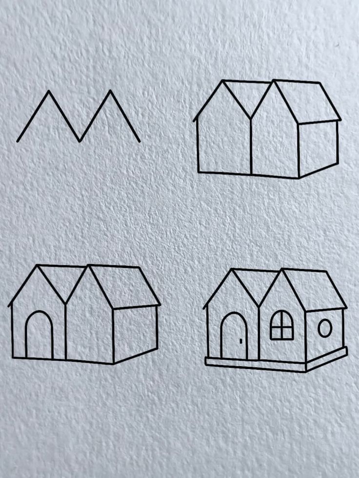 Desenho para Desenhar Passo a Passo: Casa em quatro etapas