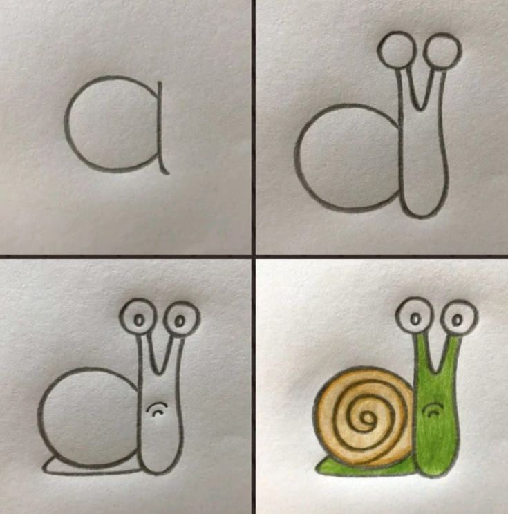 Desenho para Desenhar Passo a Passo: Caracol fofo em etapas
