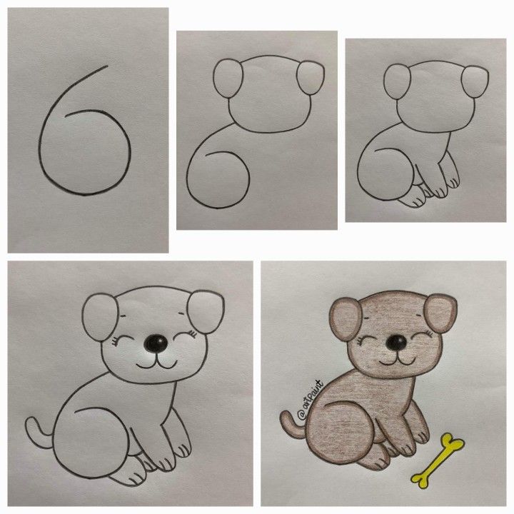 Desenho para Desenhar Passo a Passo: Cachorrinho fofo simples