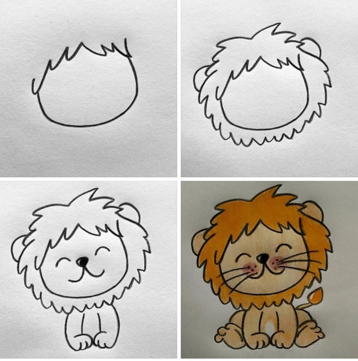 Desenho para Desenhar Passo a Passo: Leão fofo sorridente