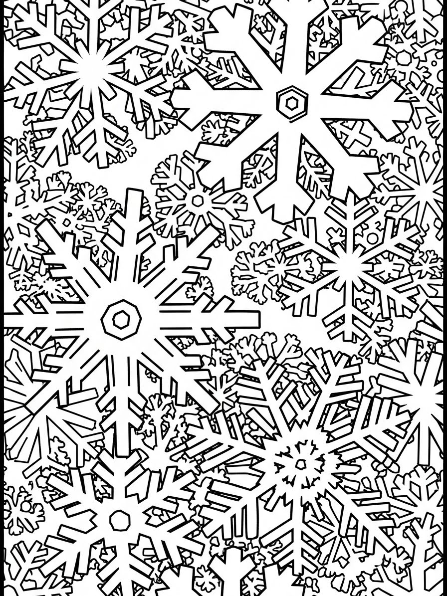 Desenho de Dezembro com flocos de neve para colorir