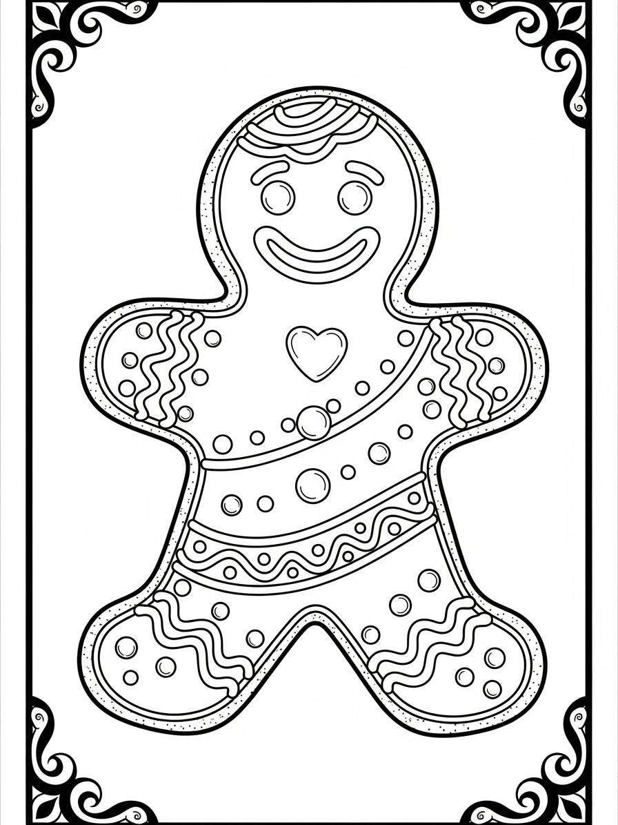 Desenho de Dezembro de um biscoito de gengibre para colorir