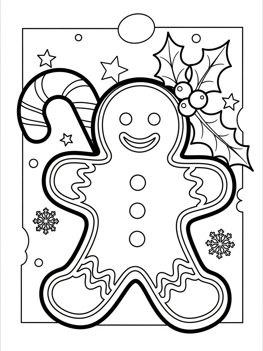 Desenho de Dezembro de biscoito de gengibre para colorir