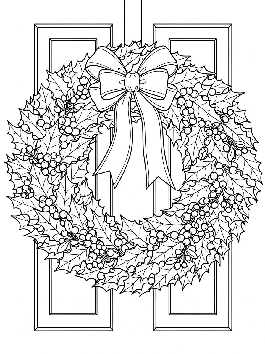 Desenho de Dezembro com guirlanda para colorir