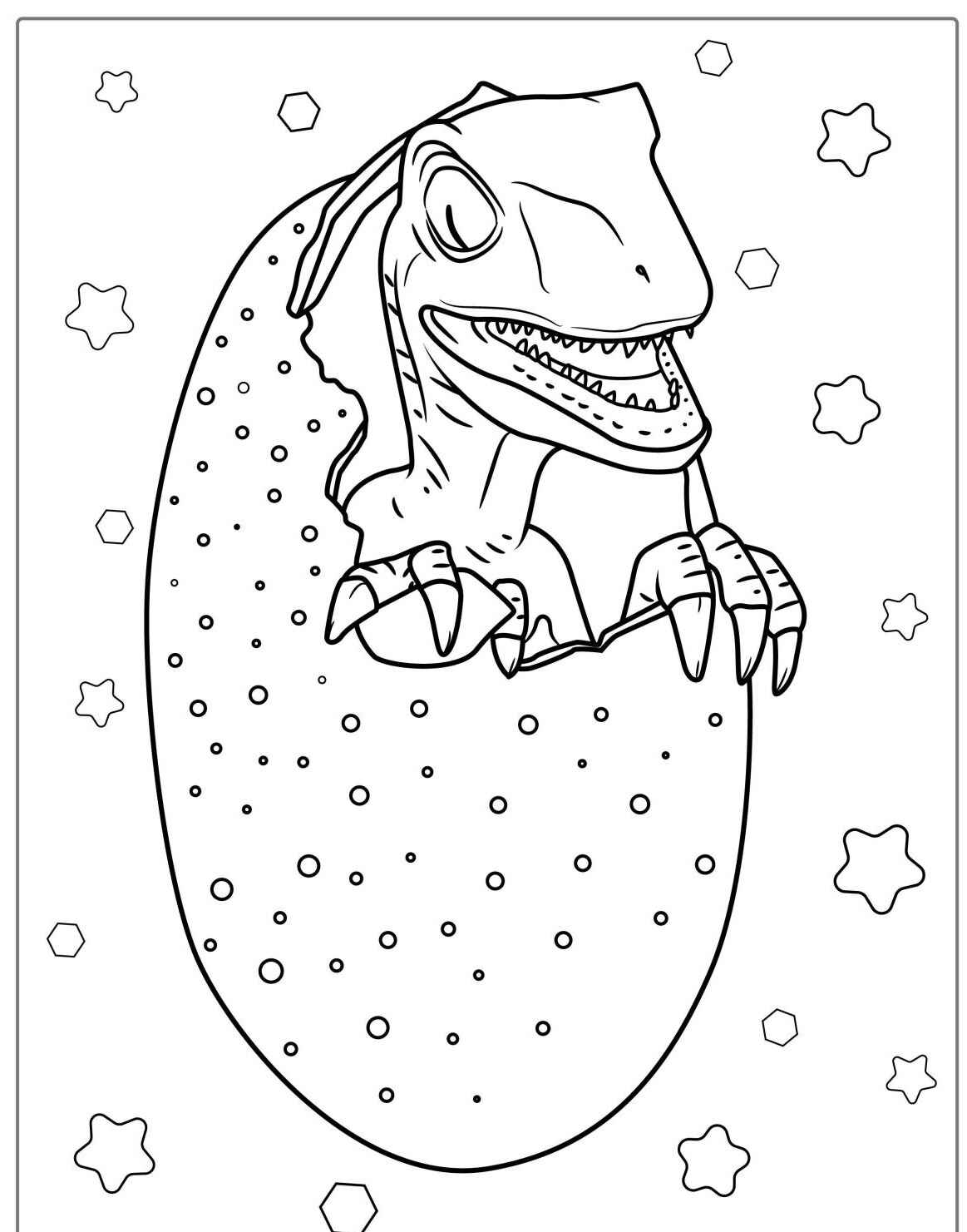 Desenho de dinossauro saindo do ovo para imprimir e colorir