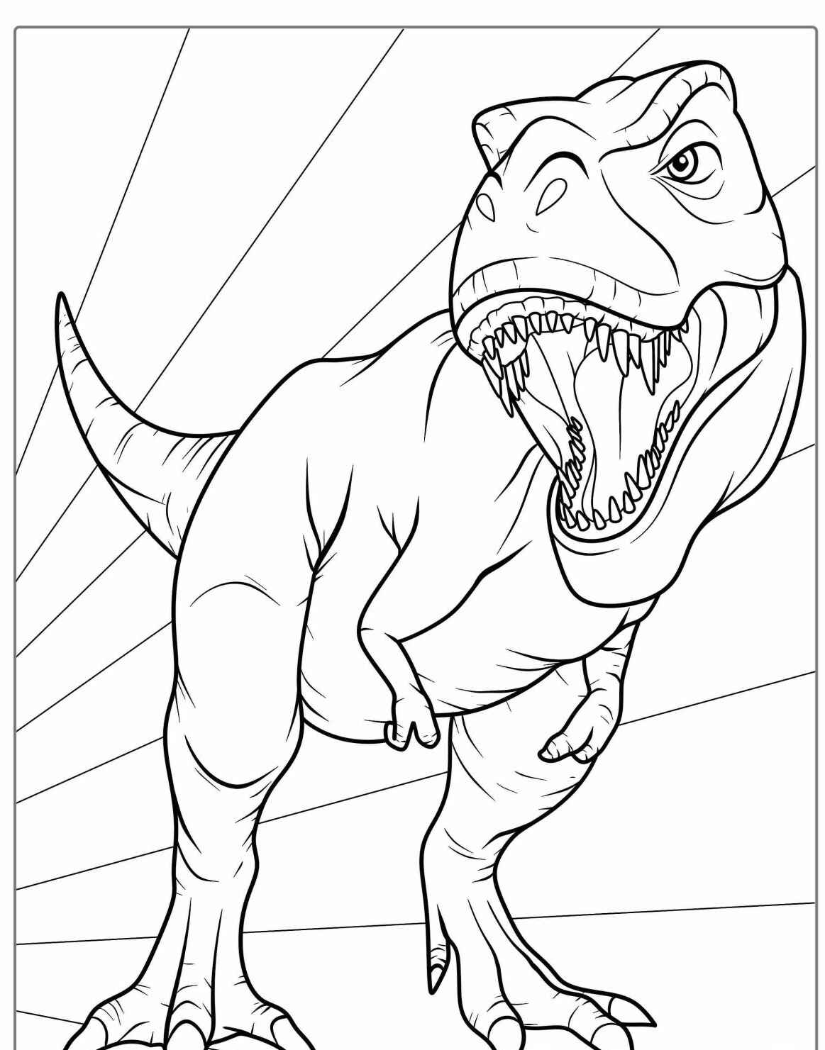 Desenho do Dinossauro T-Rex feroz para imprimir e colorir