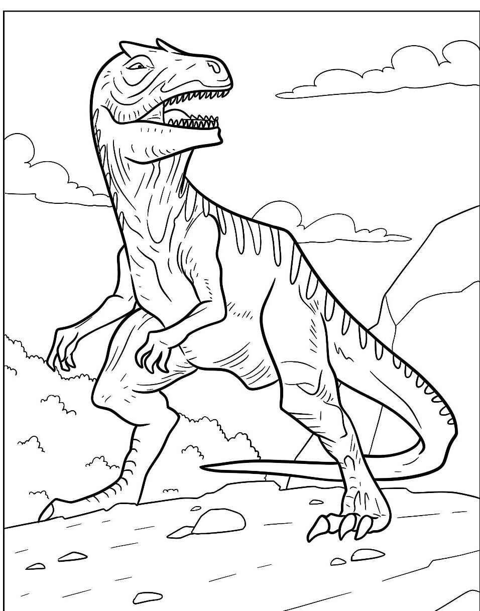 Desenho do Dinossauro T-Rex em pé para imprimir e colorir