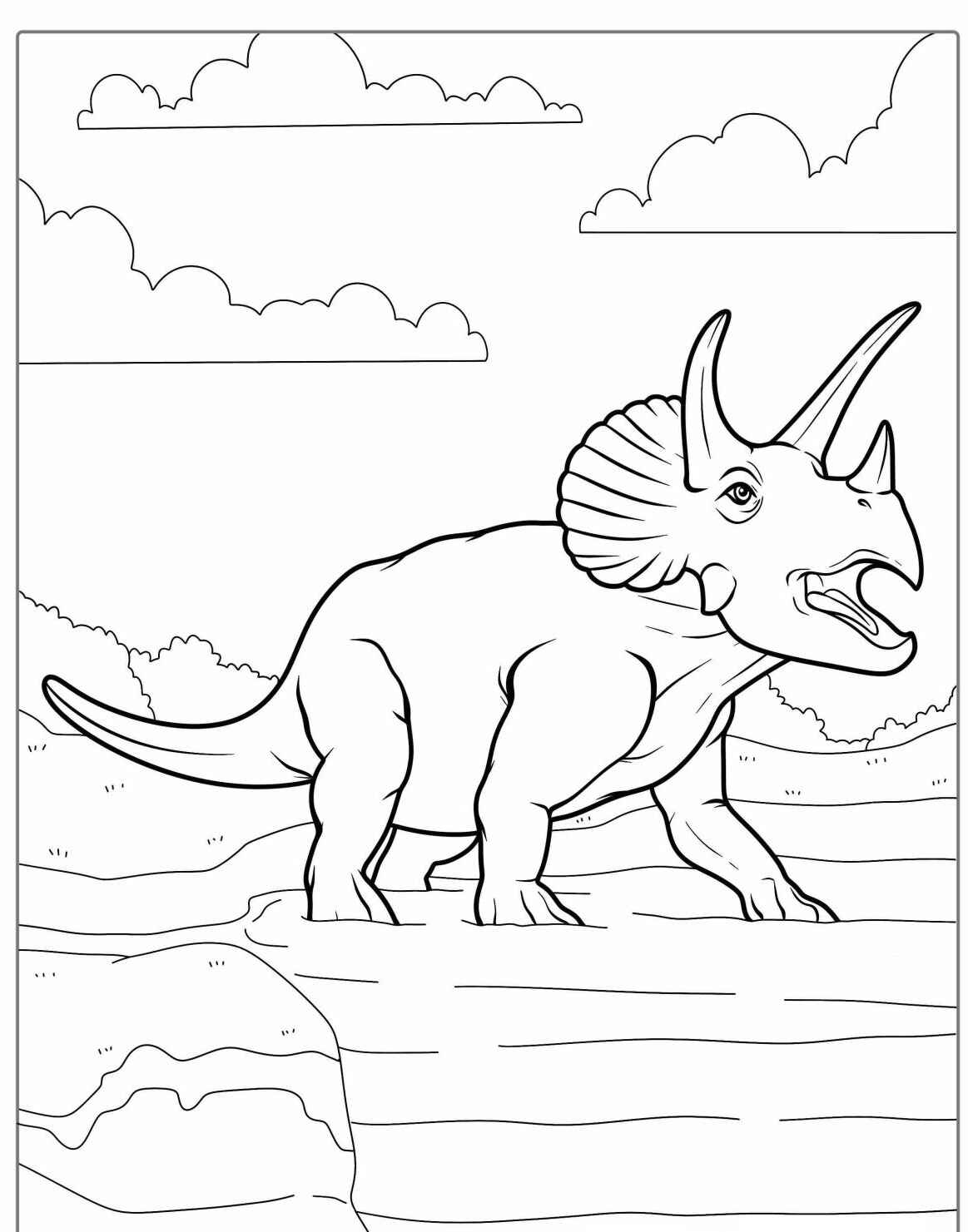 Desenho do Dinossauro Triceratops para imprimir e colorir