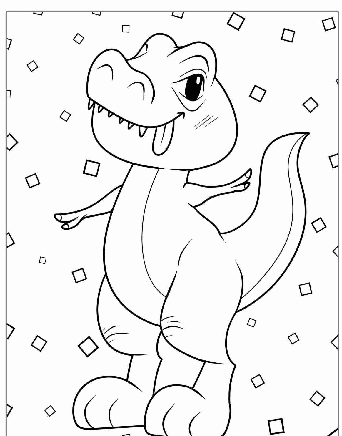 Desenho do Dinossauro T-Rex sorrindo para imprimir e colorir