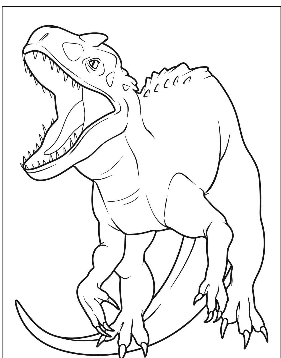 Desenho do Dinossauro T-Rex com boca aberta para colorir
