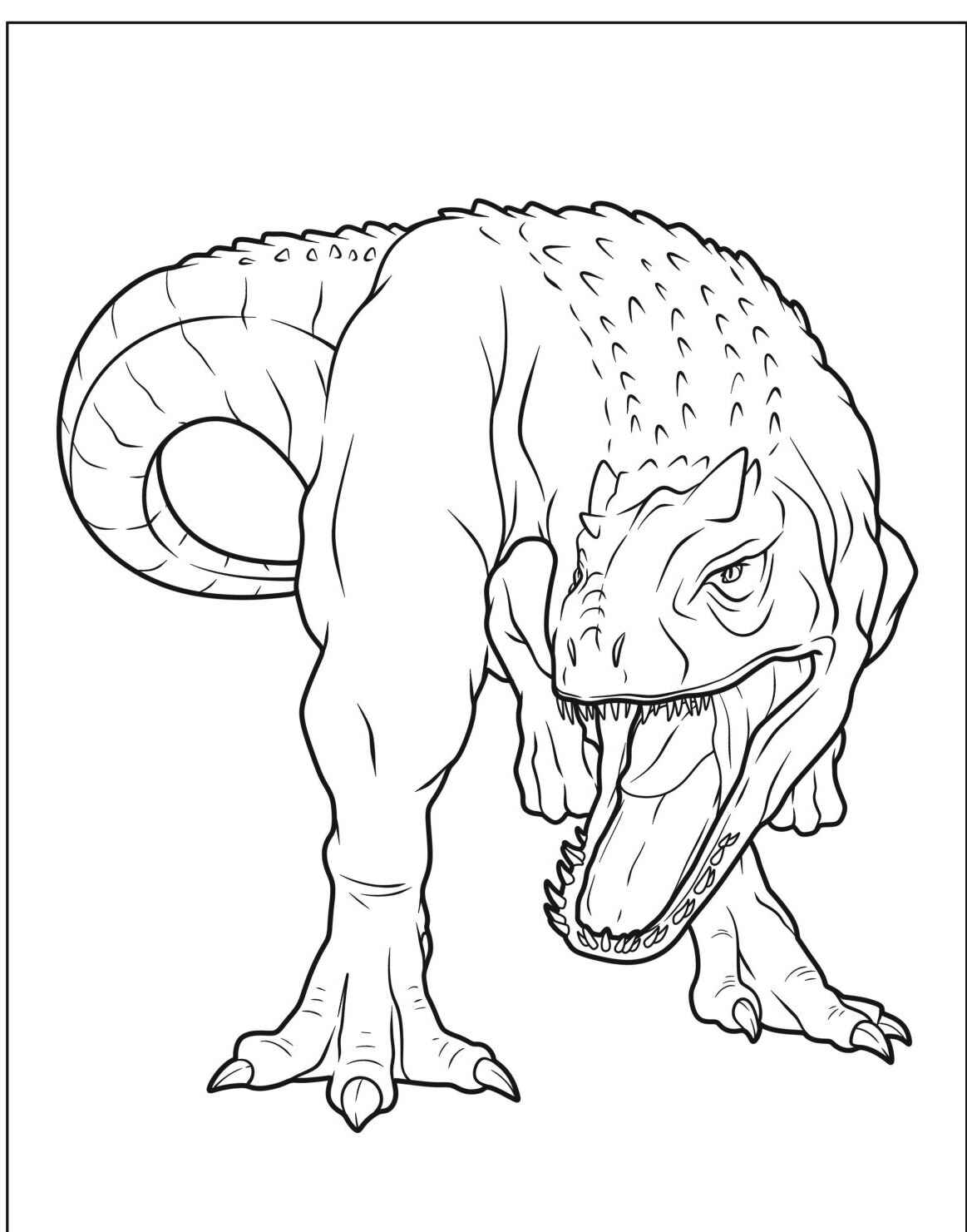 Desenho do Dinossauro T-Rex feroz para imprimir e colorir